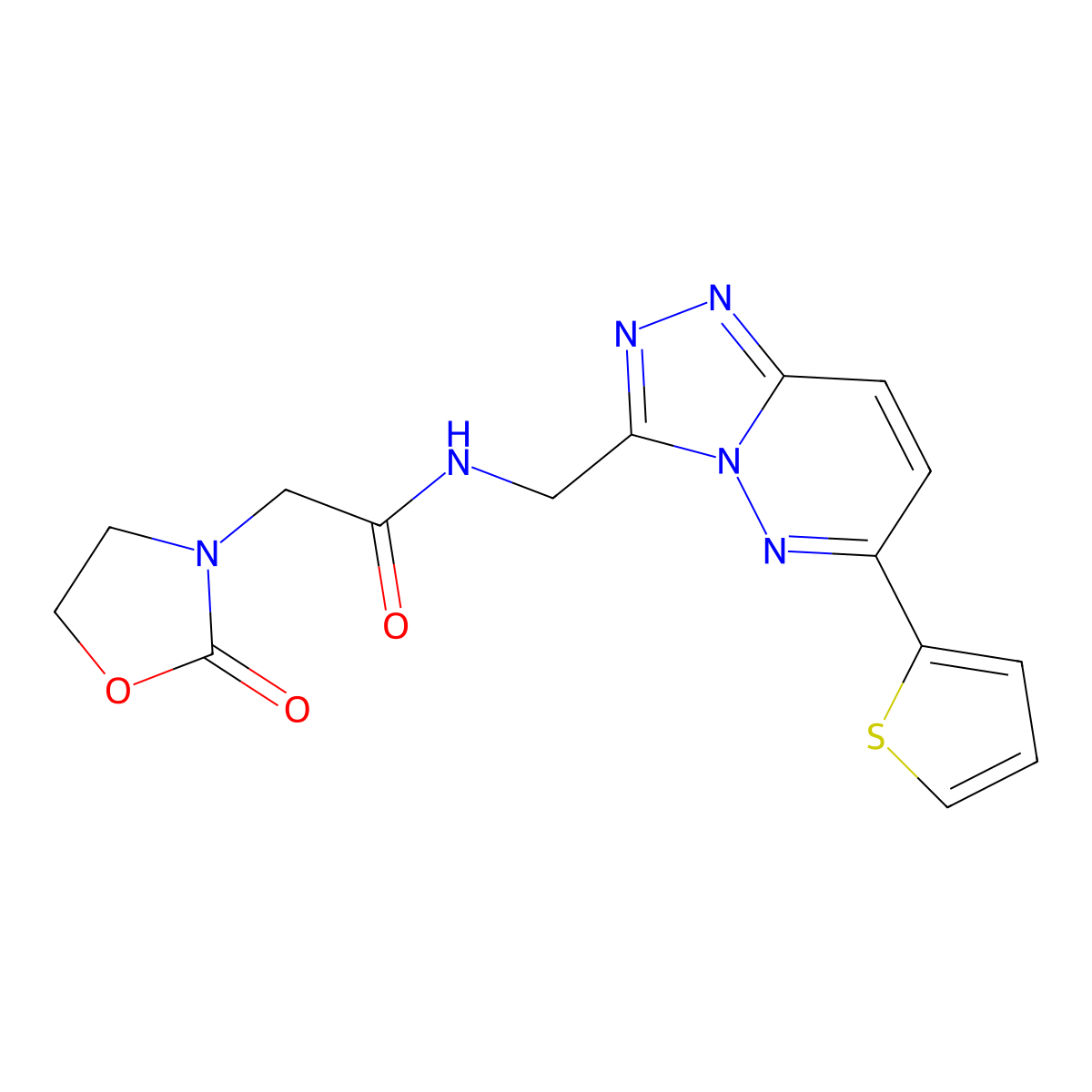 2-(2-oxooxazolidin-3-yl)-N-((6-(thiophen-2-yl)-[1,2,4]triazolo[4,3-b]pyridazin-3-yl)methyl)acetamide molecular structure, CAS 1903151-50-7