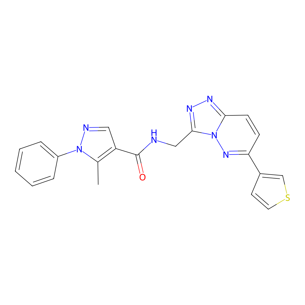 5-methyl-1-phenyl-N-((6-(thiophen-3-yl)-[1,2,4]triazolo[4,3-b]pyridazin-3-yl)methyl)-1H-pyrazole-4-carboxamide molecular structure, CAS 1903152-08-8