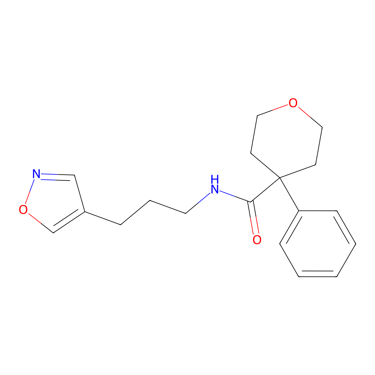N-(3-(isoxazol-4-yl)propyl)-4-phenyltetrahydro-2H-pyran-4-carboxamide molecular structure, CAS 1903152-20-4