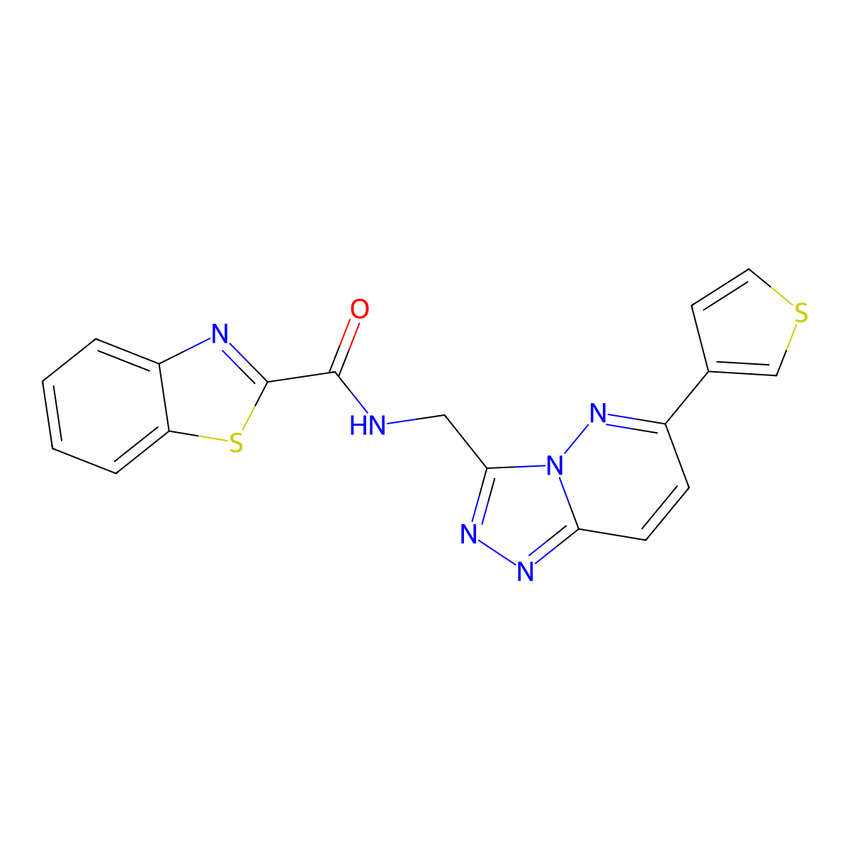 N-((6-(thiophen-3-yl)-[1,2,4]triazolo[4,3-b]pyridazin-3-yl)methyl)benzo[d]thiazole-2-carboxamide molecular structure, CAS 1903152-38-4