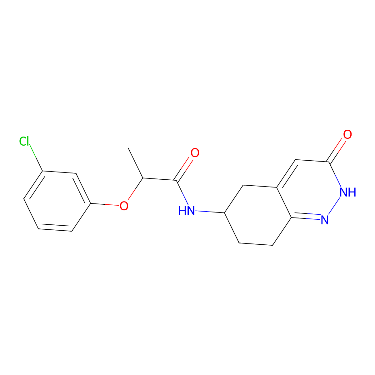 2-(3-chlorophenoxy)-N-(3-oxo-2,3,5,6,7,8-hexahydrocinnolin-6-yl)propanamide molecular structure, CAS 1903152-62-4
