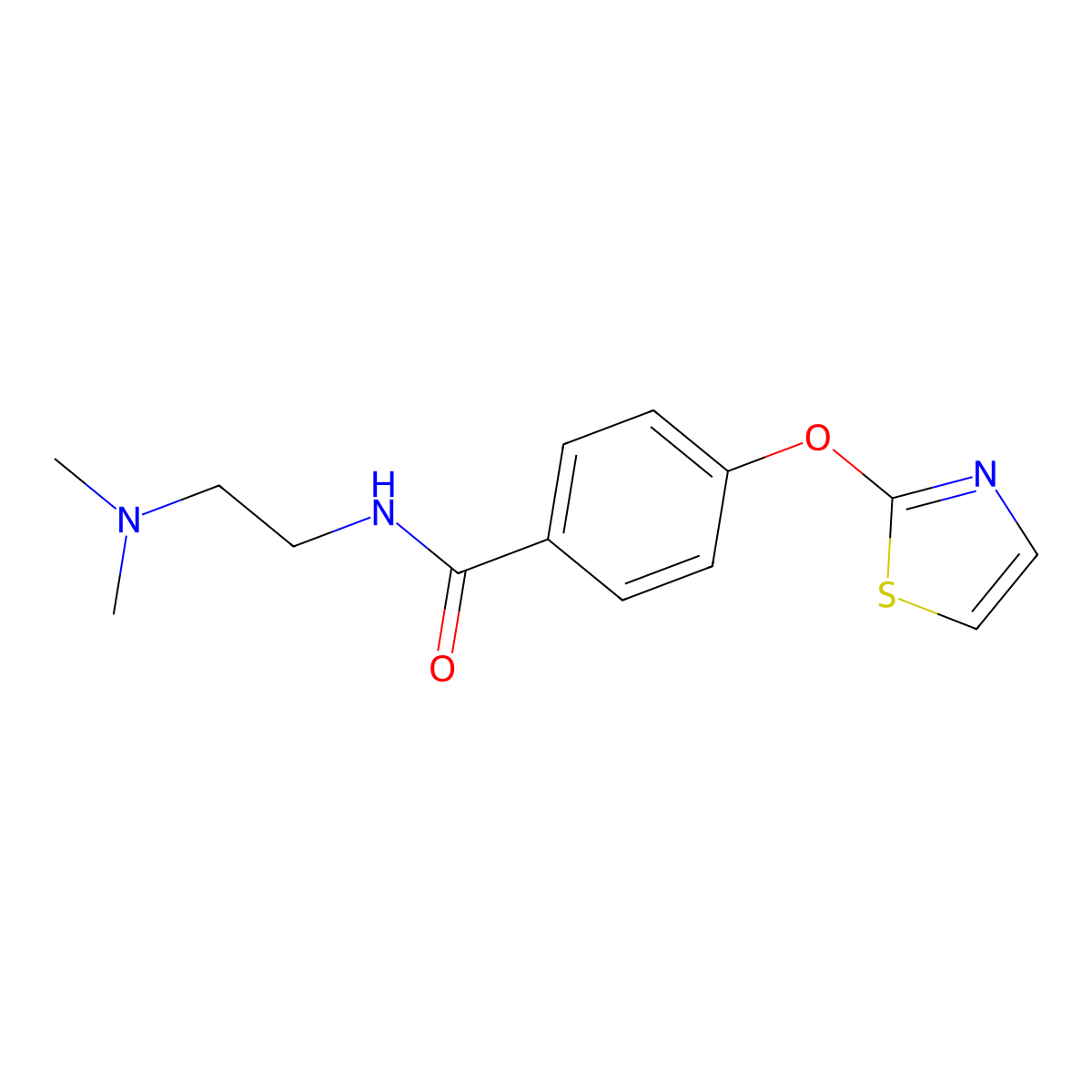 N-[2-(dimethylamino)ethyl]-4-(1,3-thiazol-2-yloxy)benzamide molecular structure, CAS 1903152-92-0
