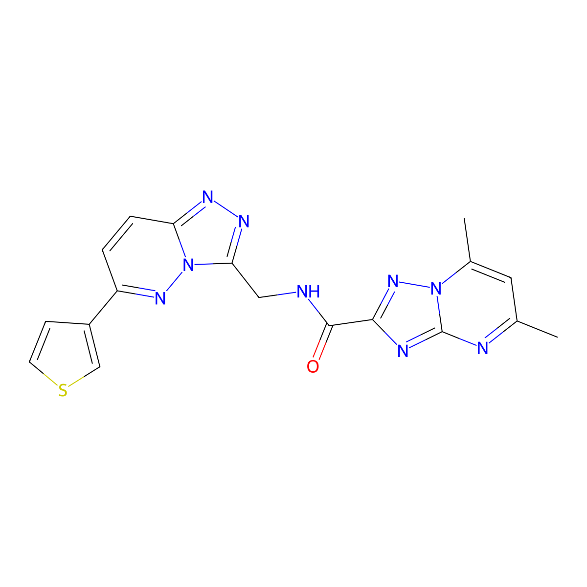 5,7-dimethyl-N-{[6-(thiophen-3-yl)-[1,2,4]triazolo[4,3-b]pyridazin-3-yl]methyl}-[1,2,4]triazolo[1,5-a]pyrimidine-2-carboxamide molecular structure, CAS 1903153-01-4