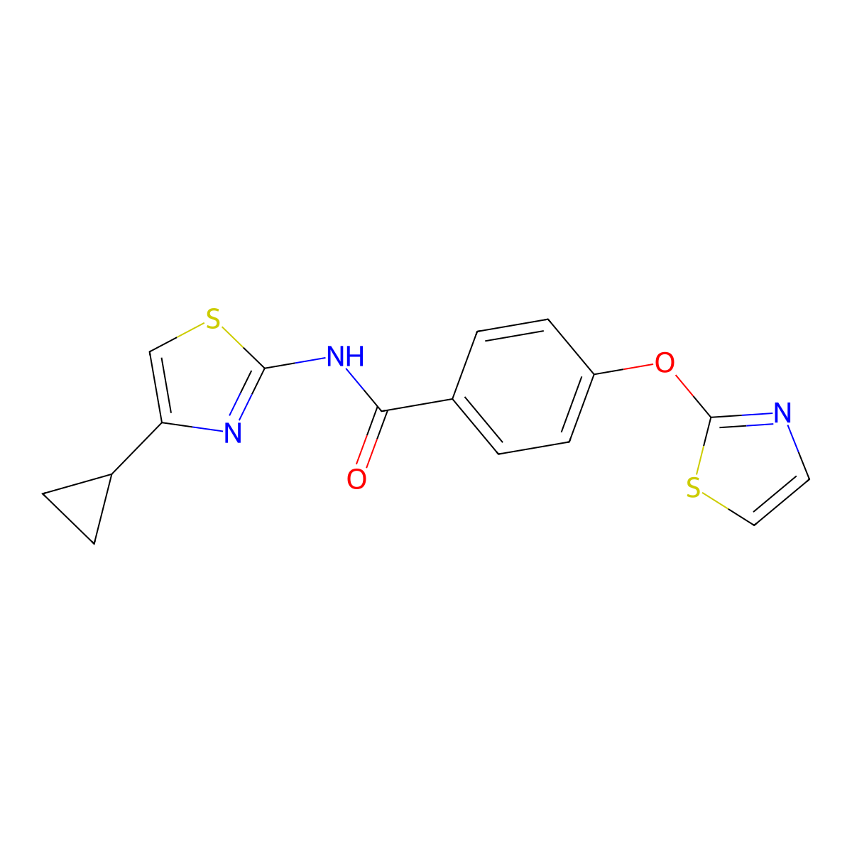 N-(4-cyclopropyl-1,3-thiazol-2-yl)-4-(1,3-thiazol-2-yloxy)benzamide molecular structure, CAS 1903153-08-1