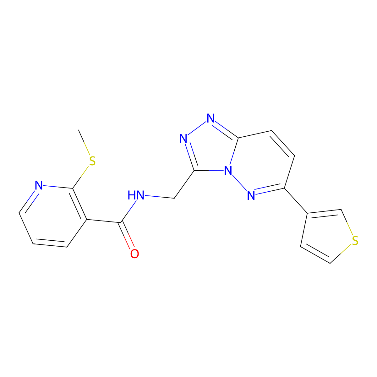 2-(methylthio)-N-((6-(thiophen-3-yl)-[1,2,4]triazolo[4,3-b]pyridazin-3-yl)methyl)nicotinamide molecular structure, CAS 1903153-09-2
