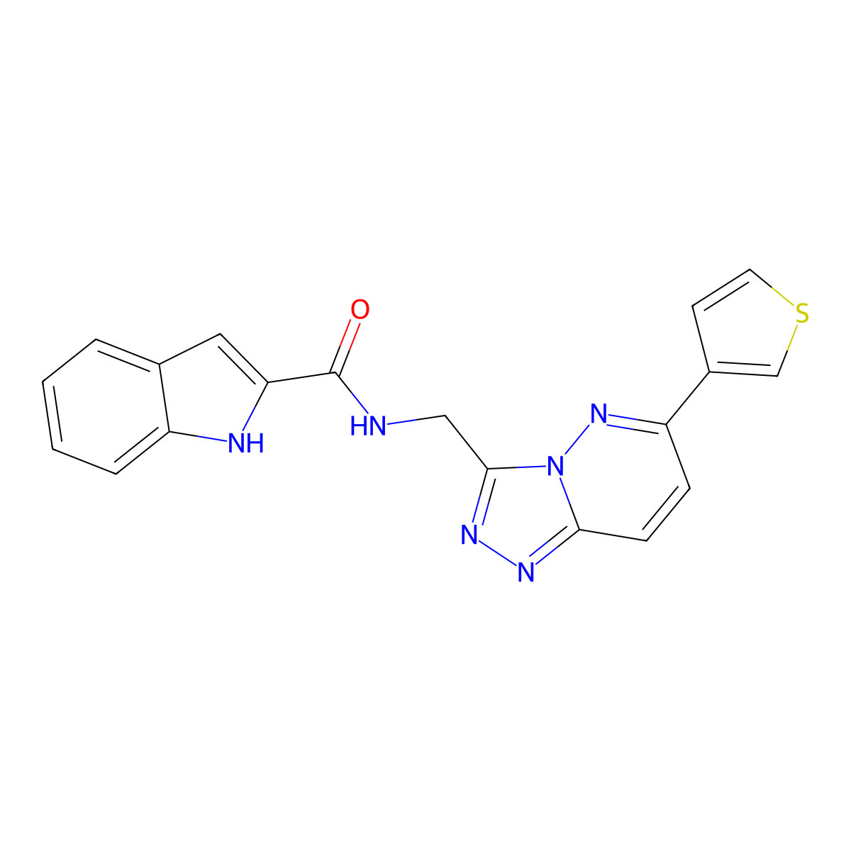 N-((6-(thiophen-3-yl)-[1,2,4]triazolo[4,3-b]pyridazin-3-yl)methyl)-1H-indole-2-carboxamide molecular structure, CAS 1903153-19-4