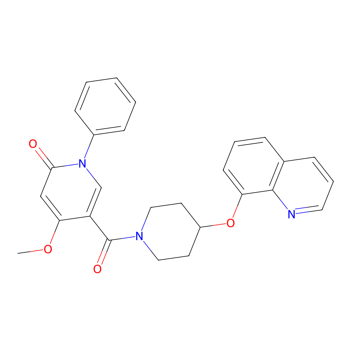 4-methoxy-1-phenyl-5-(4-(quinolin-8-yloxy)piperidine-1-carbonyl)pyridin-2(1H)-one molecular structure, CAS 1903154-01-7