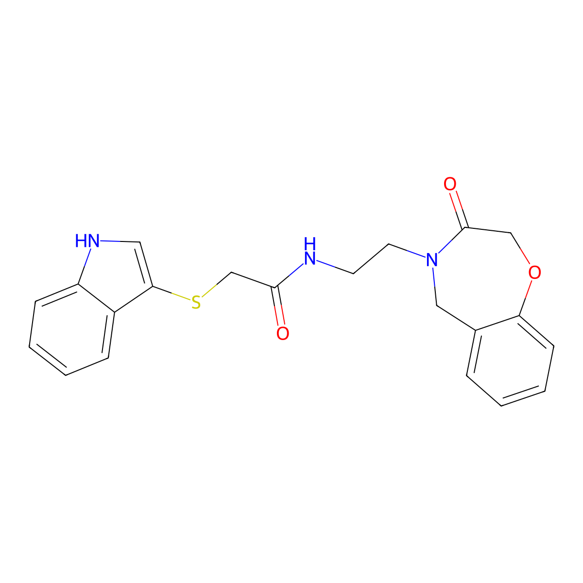 2-((1H-indol-3-yl)thio)-N-(2-(3-oxo-2,3-dihydrobenzo[f][1,4]oxazepin-4(5H)-yl)ethyl)acetamide molecular structure, CAS 1903154-72-2