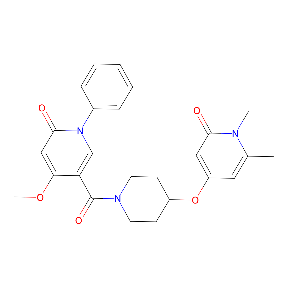 5-(4-((1,6-dimethyl-2-oxo-1,2-dihydropyridin-4-yl)oxy)piperidine-1-carbonyl)-4-methoxy-1-phenylpyridin-2(1H)-one molecular structure, CAS 1903155-28-1