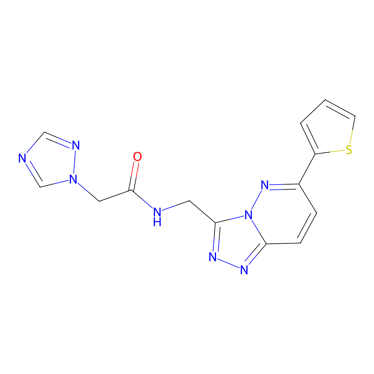 N-{[6-(thiophen-2-yl)-[1,2,4]triazolo[4,3-b]pyridazin-3-yl]methyl}-2-(1H-1,2,4-triazol-1-yl)acetamide molecular structure, CAS 1903156-67-1
