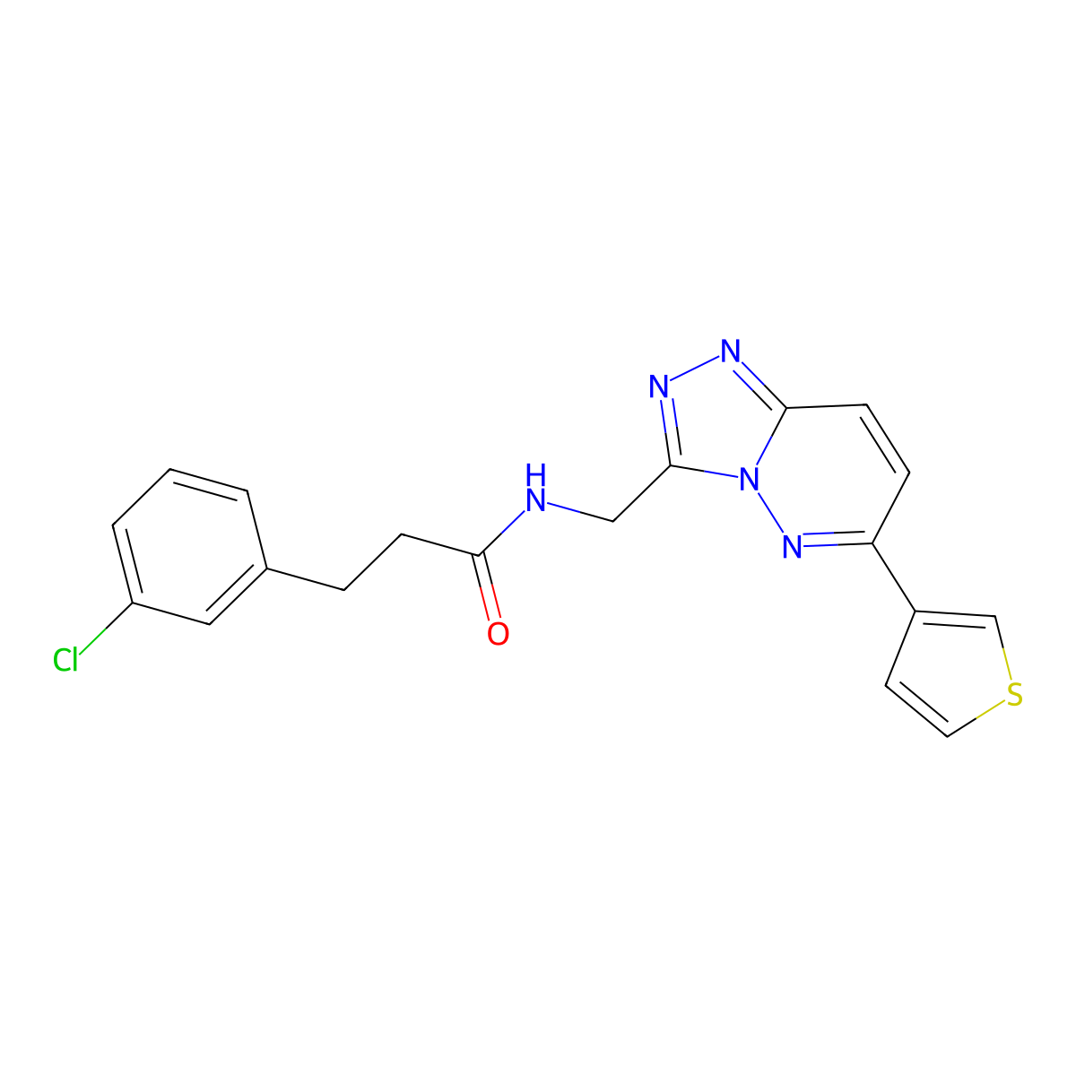3-(3-chlorophenyl)-N-((6-(thiophen-3-yl)-[1,2,4]triazolo[4,3-b]pyridazin-3-yl)methyl)propanamide molecular structure, CAS 1903157-07-2