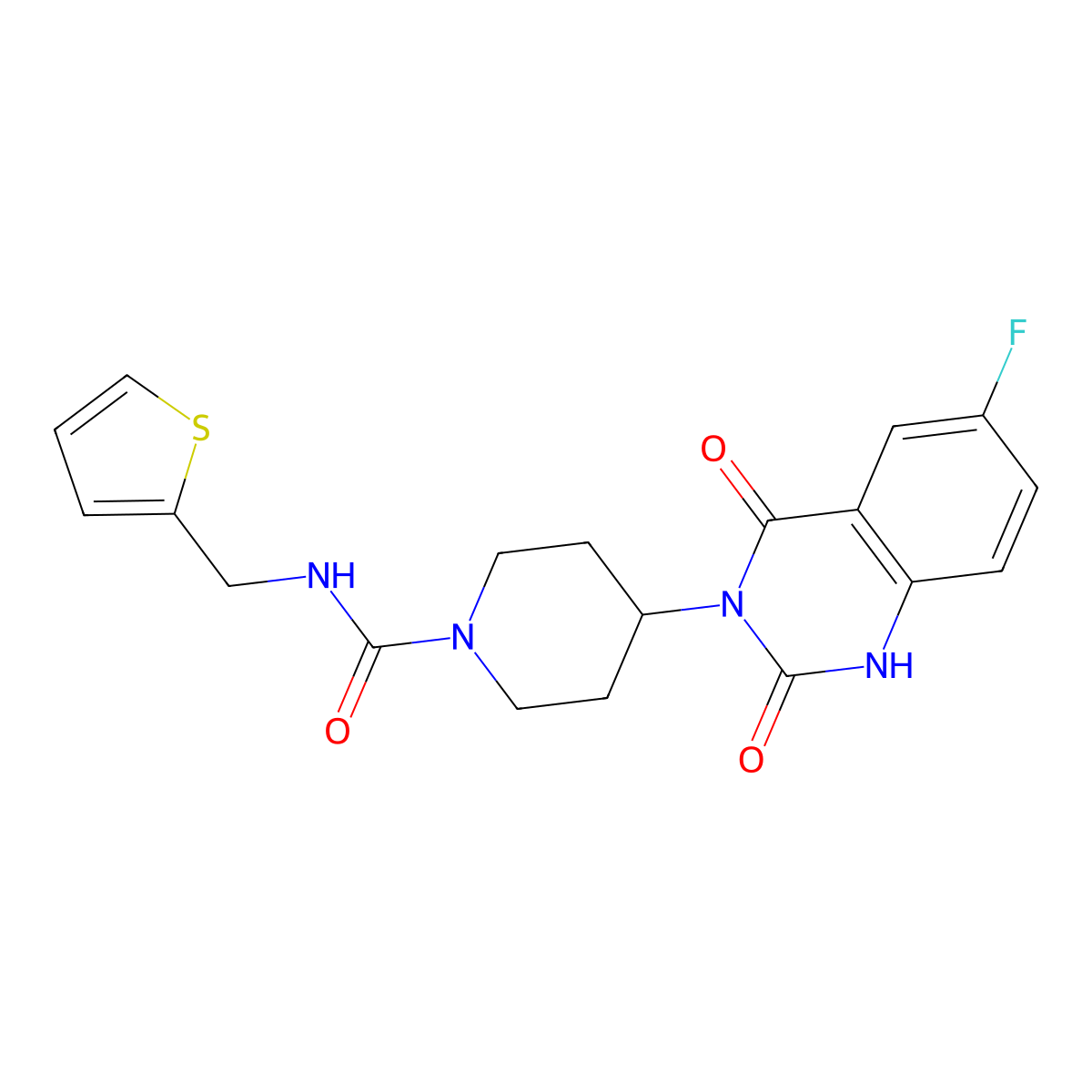 4-(6-fluoro-2,4-dioxo-1,2-dihydroquinazolin-3(4H)-yl)-N-(thiophen-2-ylmethyl)piperidine-1-carboxamide molecular structure, CAS 1903157-72-1