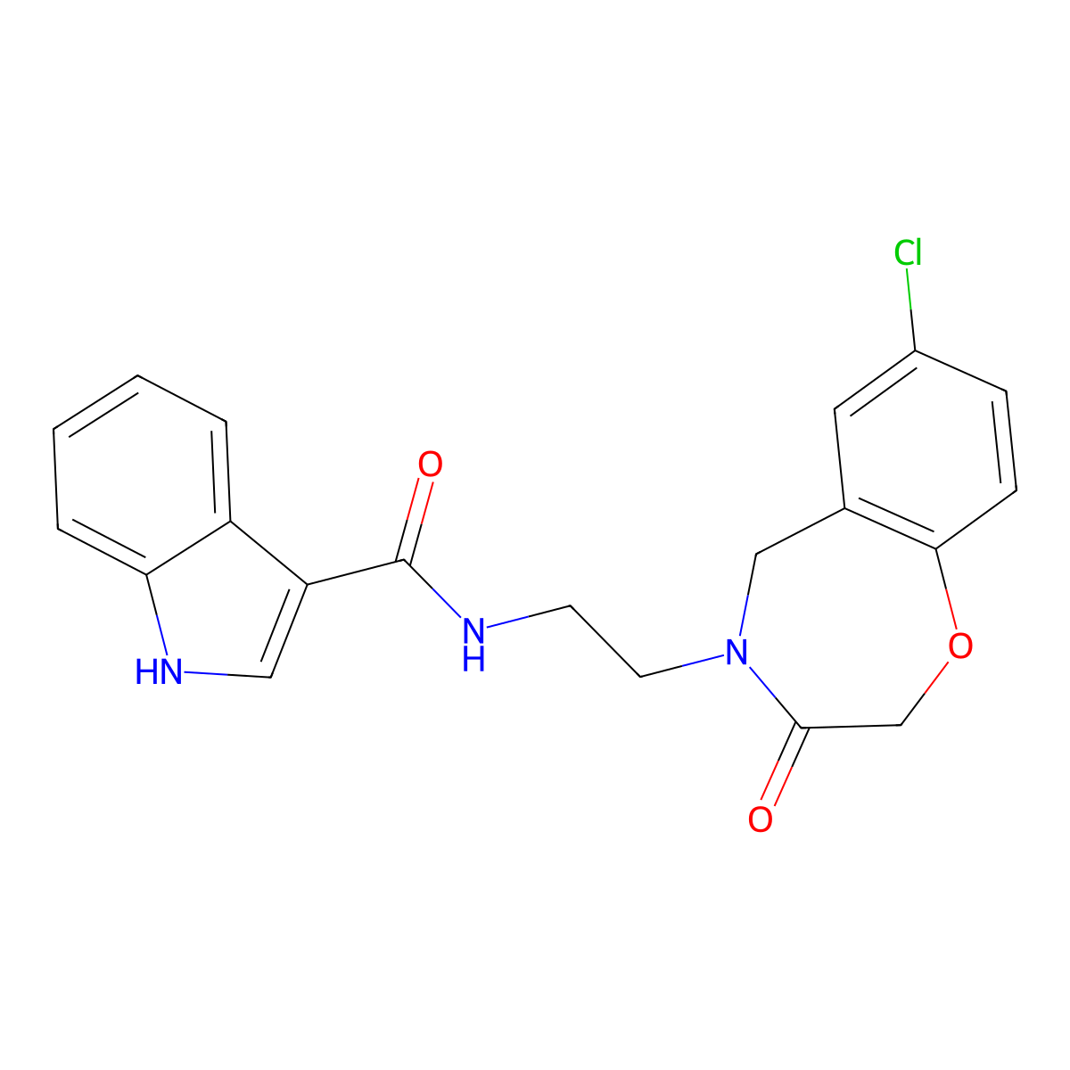 N-(2-(7-chloro-3-oxo-2,3-dihydrobenzo[f][1,4]oxazepin-4(5H)-yl)ethyl)-1H-indole-3-carboxamide molecular structure, CAS 1903158-34-8