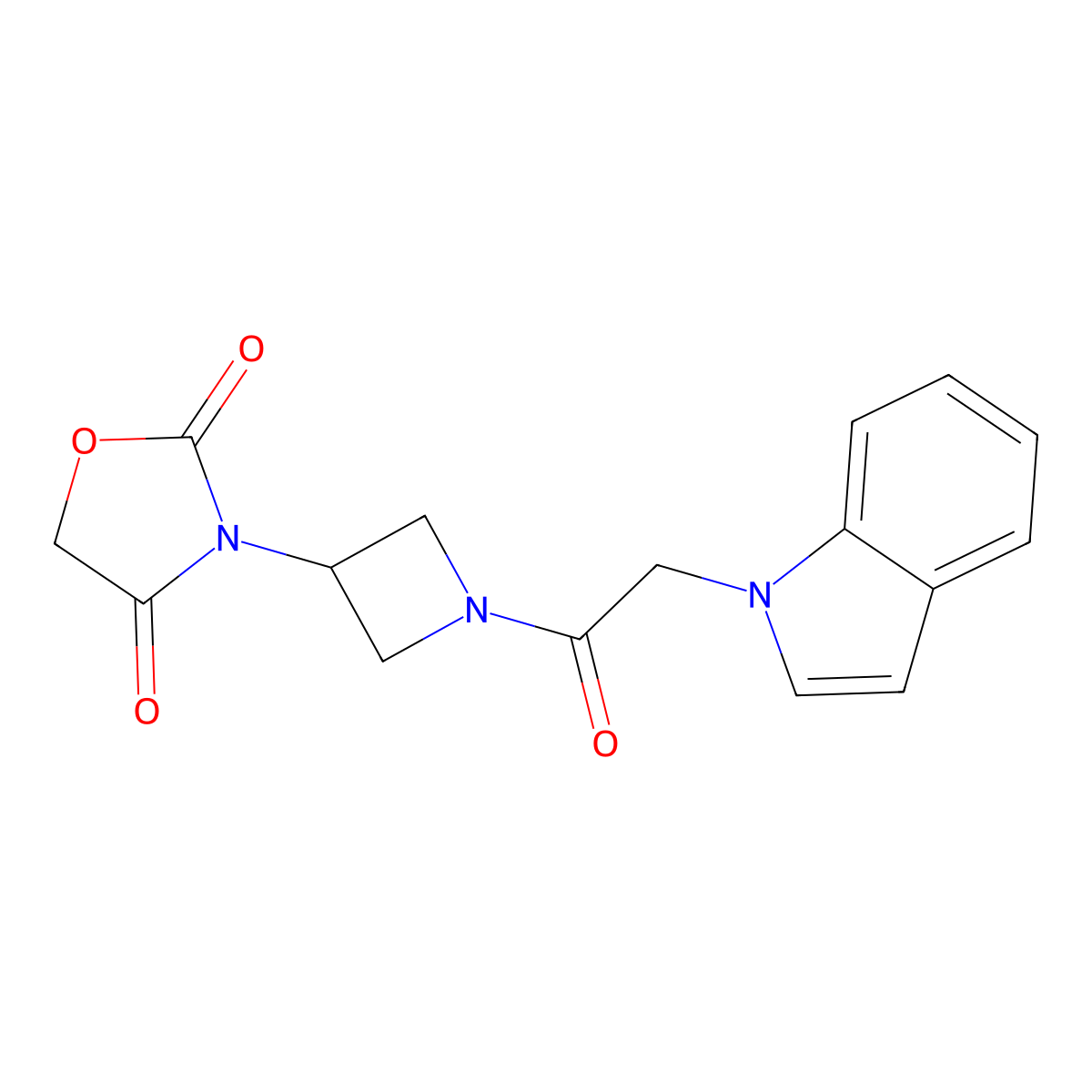 3-(1-(2-(1H-indol-1-yl)acetyl)azetidin-3-yl)oxazolidine-2,4-dione molecular structure, CAS 1903158-83-7