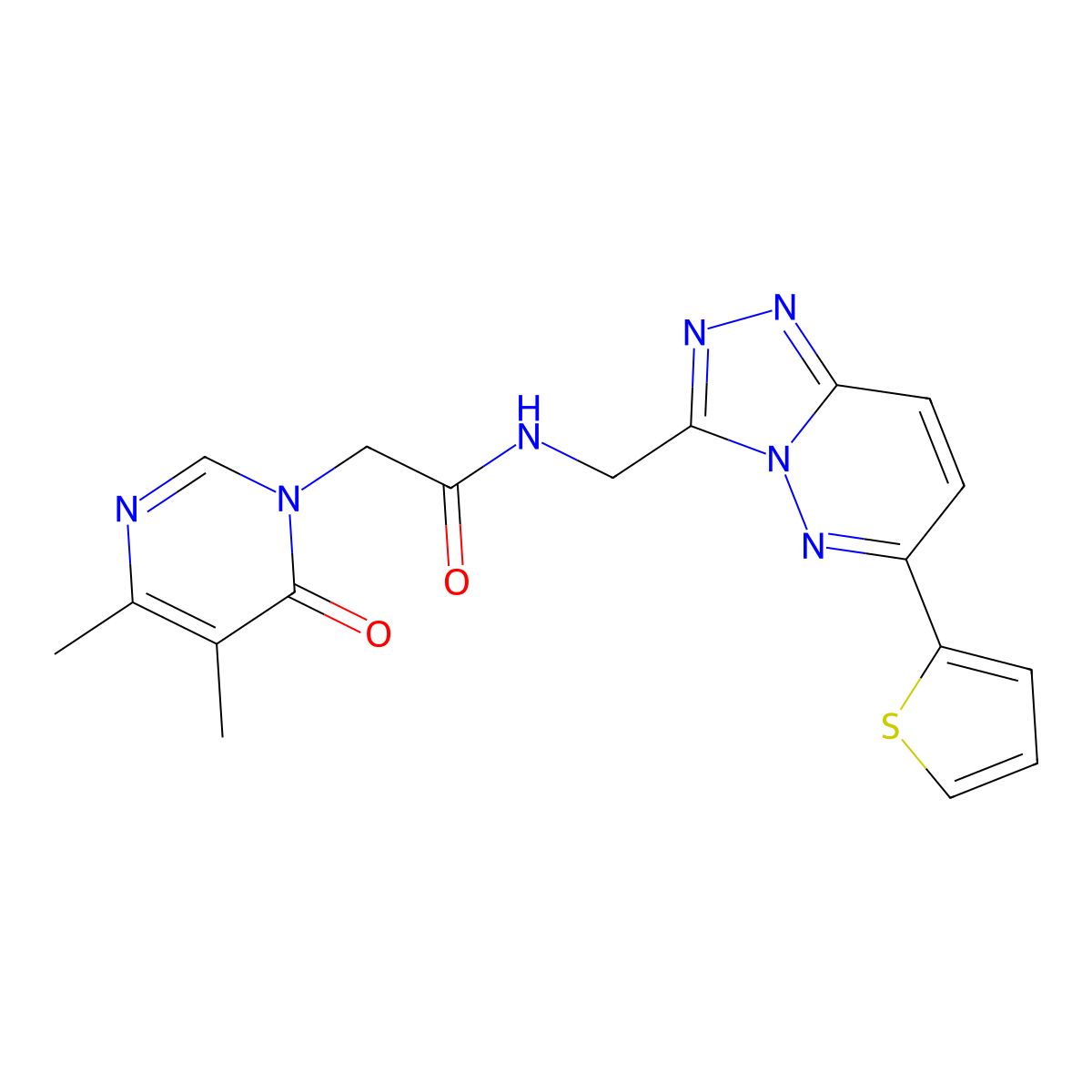 2-(4,5-dimethyl-6-oxopyrimidin-1(6H)-yl)-N-((6-(thiophen-2-yl)-[1,2,4]triazolo[4,3-b]pyridazin-3-yl)methyl)acetamide molecular structure, CAS 1903159-09-0