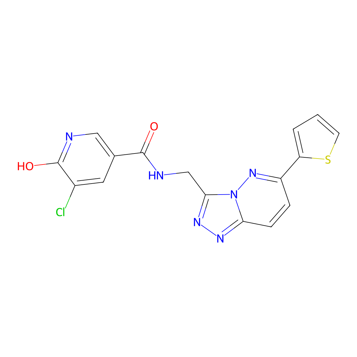 5-chloro-6-hydroxy-N-((6-(thiophen-2-yl)-[1,2,4]triazolo[4,3-b]pyridazin-3-yl)methyl)nicotinamide molecular structure, CAS 1903159-19-2