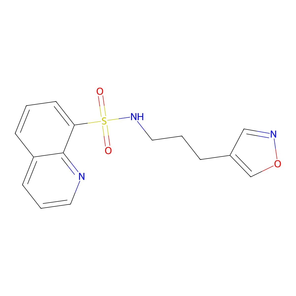 N-(3-(isoxazol-4-yl)propyl)quinoline-8-sulfonamide molecular structure, CAS 1903159-79-4