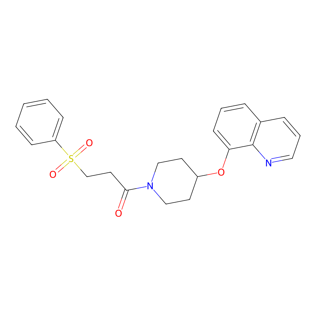 3-(Phenylsulfonyl)-1-(4-(quinolin-8-yloxy)piperidin-1-yl)propan-1-one molecular structure, CAS 1903161-76-1