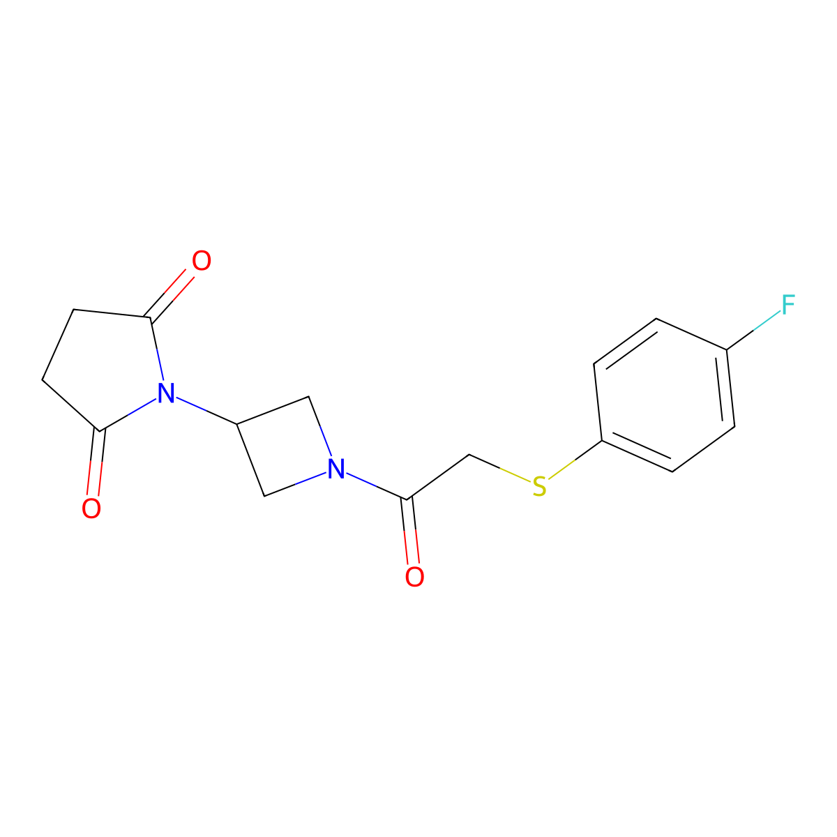 1-(1-(2-((4-Fluorophenyl)thio)acetyl)azetidin-3-yl)pyrrolidine-2,5-dione molecular structure, CAS 1903162-29-7