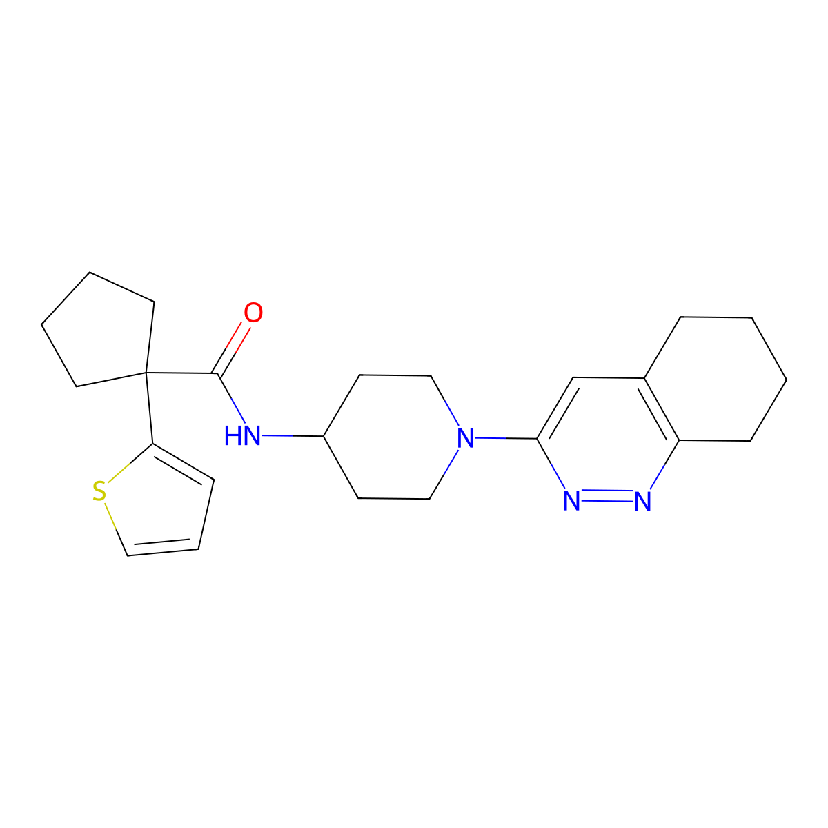 N-(1-(5,6,7,8-tetrahydrocinnolin-3-yl)piperidin-4-yl)-1-(thiophen-2-yl)cyclopentanecarboxamide molecular structure, CAS 1903163-84-7