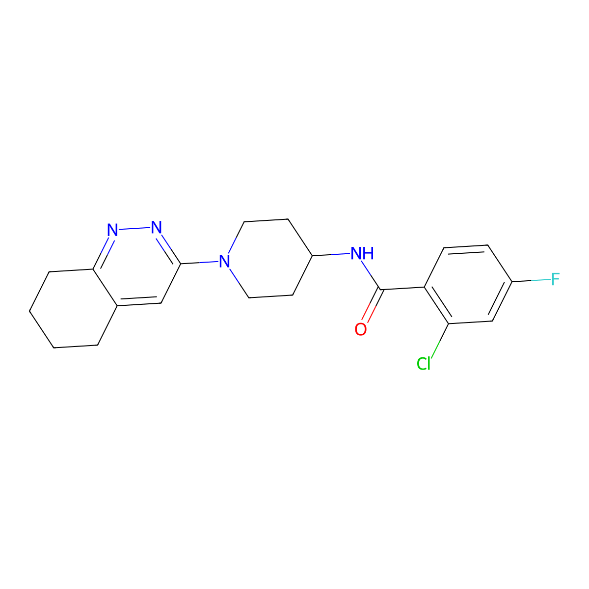 2-chloro-4-fluoro-N-[1-(5,6,7,8-tetrahydrocinnolin-3-yl)piperidin-4-yl]benzamide molecular structure, CAS 1903163-98-3