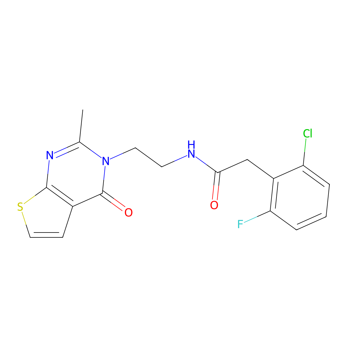 2-(2-chloro-6-fluorophenyl)-N-(2-(2-methyl-4-oxothieno[2,3-d]pyrimidin-3(4H)-yl)ethyl)acetamide molecular structure, CAS 1903164-32-8
