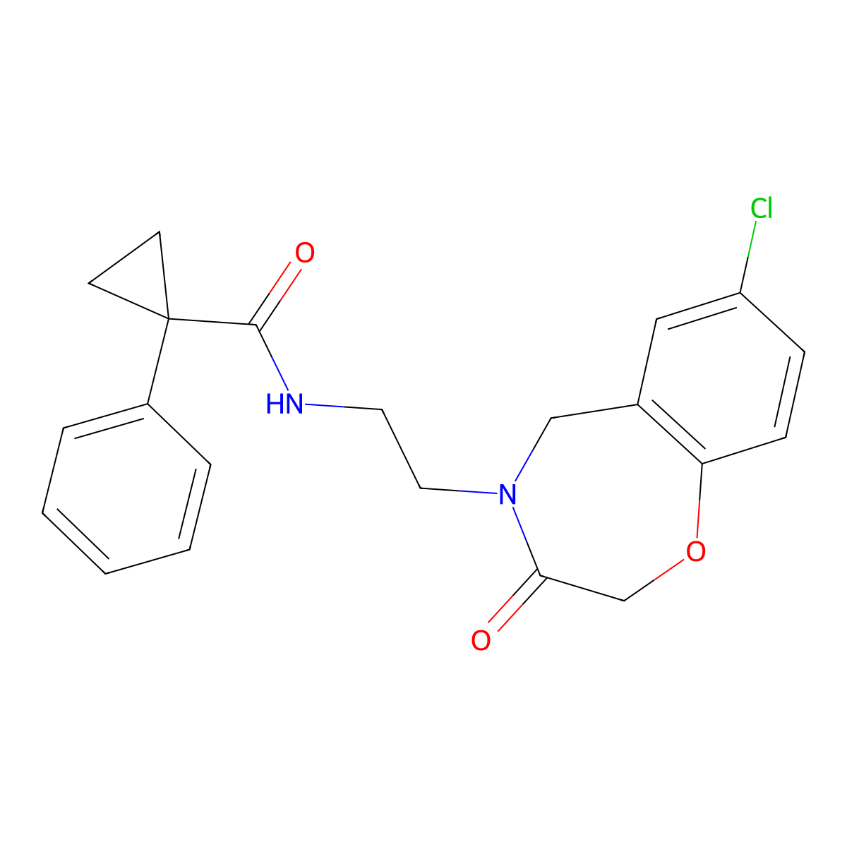 N-(2-(7-chloro-3-oxo-2,3-dihydrobenzo[f][1,4]oxazepin-4(5H)-yl)ethyl)-1-phenylcyclopropanecarboxamide molecular structure, CAS 1903165-56-9