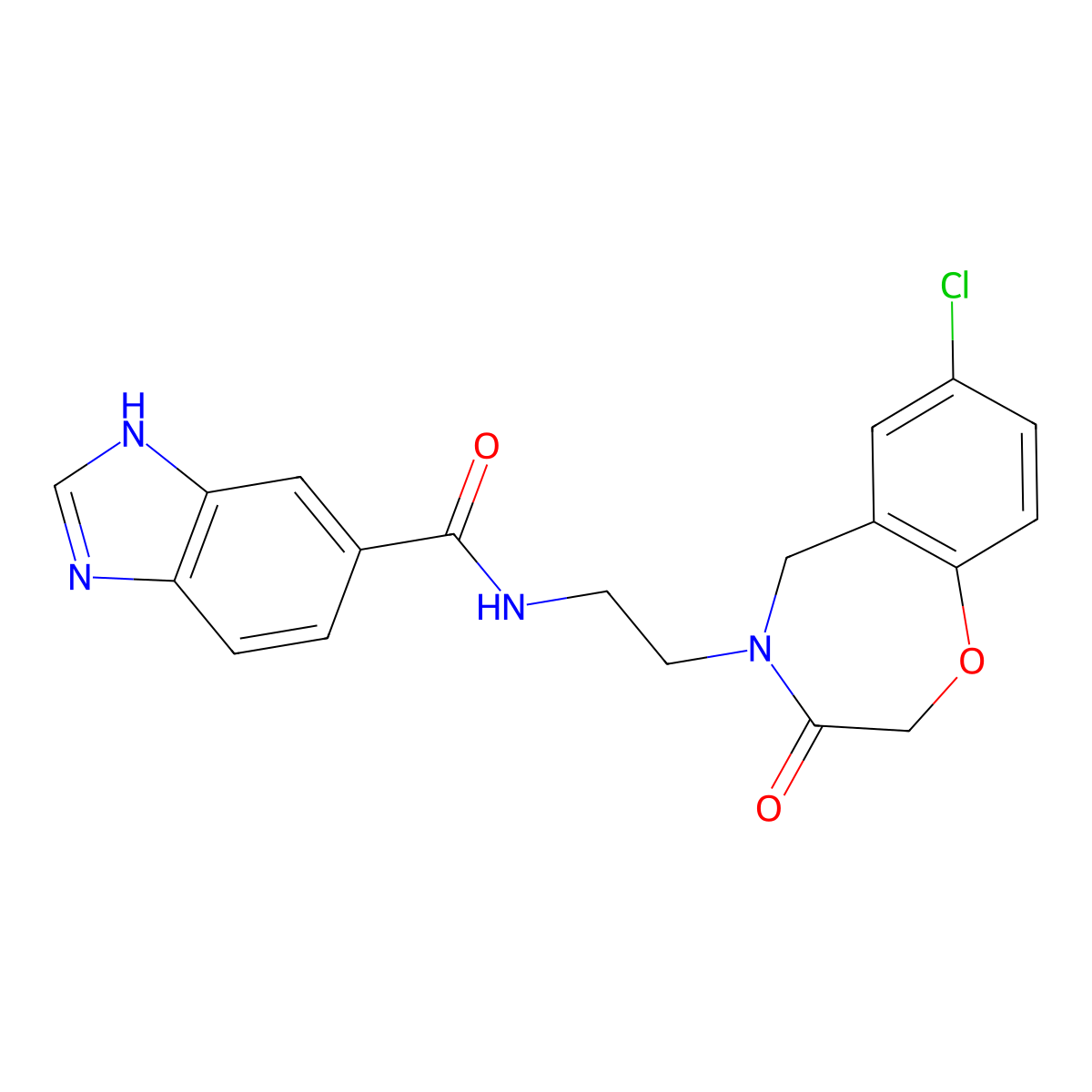 N-(2-(7-chloro-3-oxo-2,3-dihydrobenzo[f][1,4]oxazepin-4(5H)-yl)ethyl)-1H-benzo[d]imidazole-5-carboxamide molecular structure, CAS 1903165-61-6