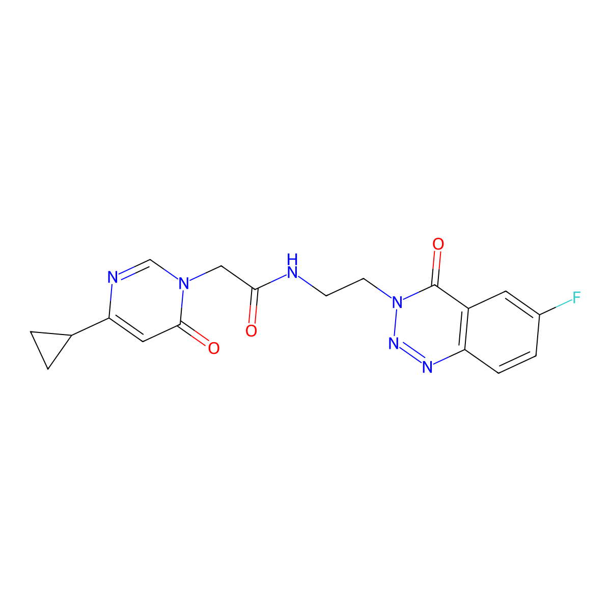 2-(4-cyclopropyl-6-oxopyrimidin-1(6H)-yl)-N-(2-(6-fluoro-4-oxobenzo[d][1,2,3]triazin-3(4H)-yl)ethyl)acetamide molecular structure, CAS 1903165-92-3