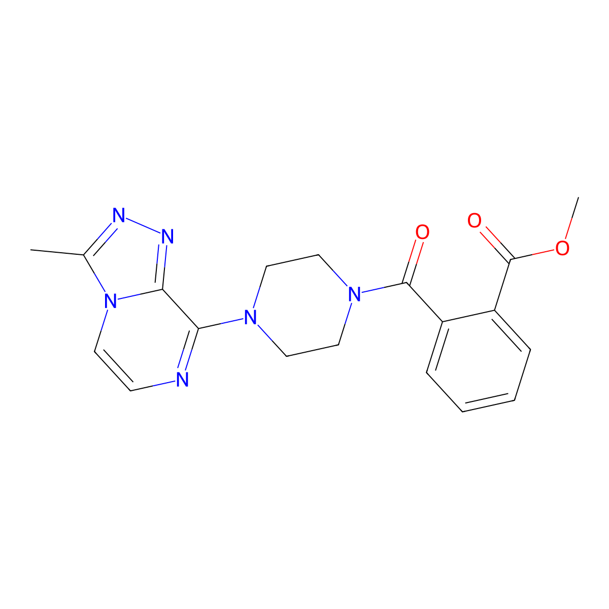 Methyl 2-(4-(3-methyl-[1,2,4]triazolo[4,3-a]pyrazin-8-yl)piperazine-1-carbonyl)benzoate molecular structure, CAS 1903166-30-2