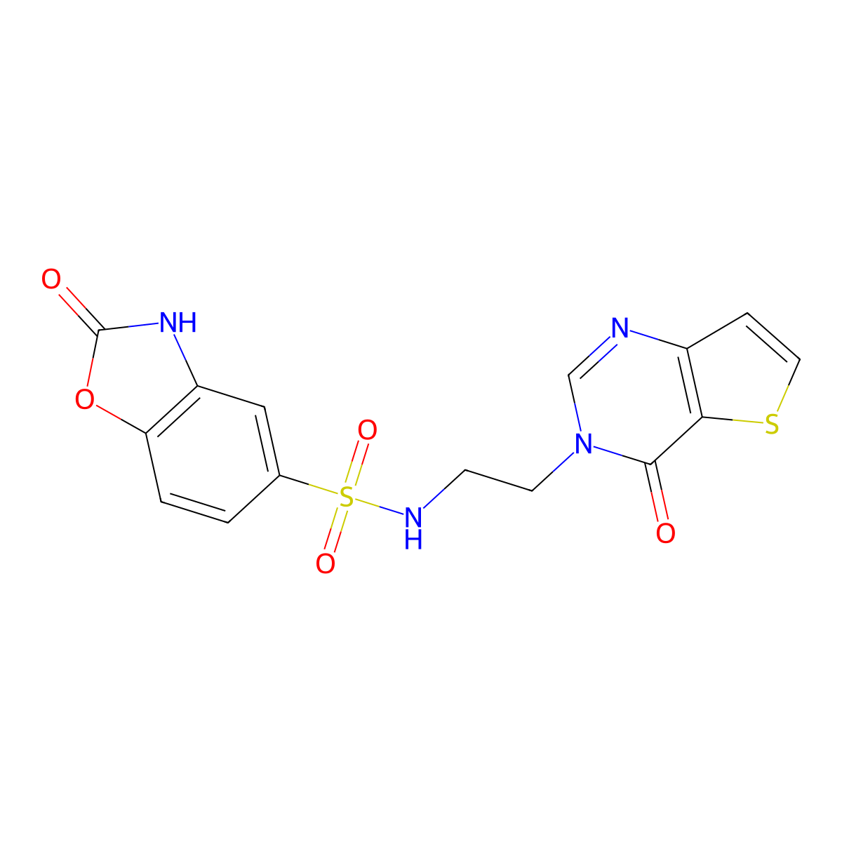 2-oxo-N-(2-{4-oxo-3H,4H-thieno[3,2-d]pyrimidin-3-yl}ethyl)-2,3-dihydro-1,3-benzoxazole-5-sulfonamide molecular structure, CAS 1903166-48-2