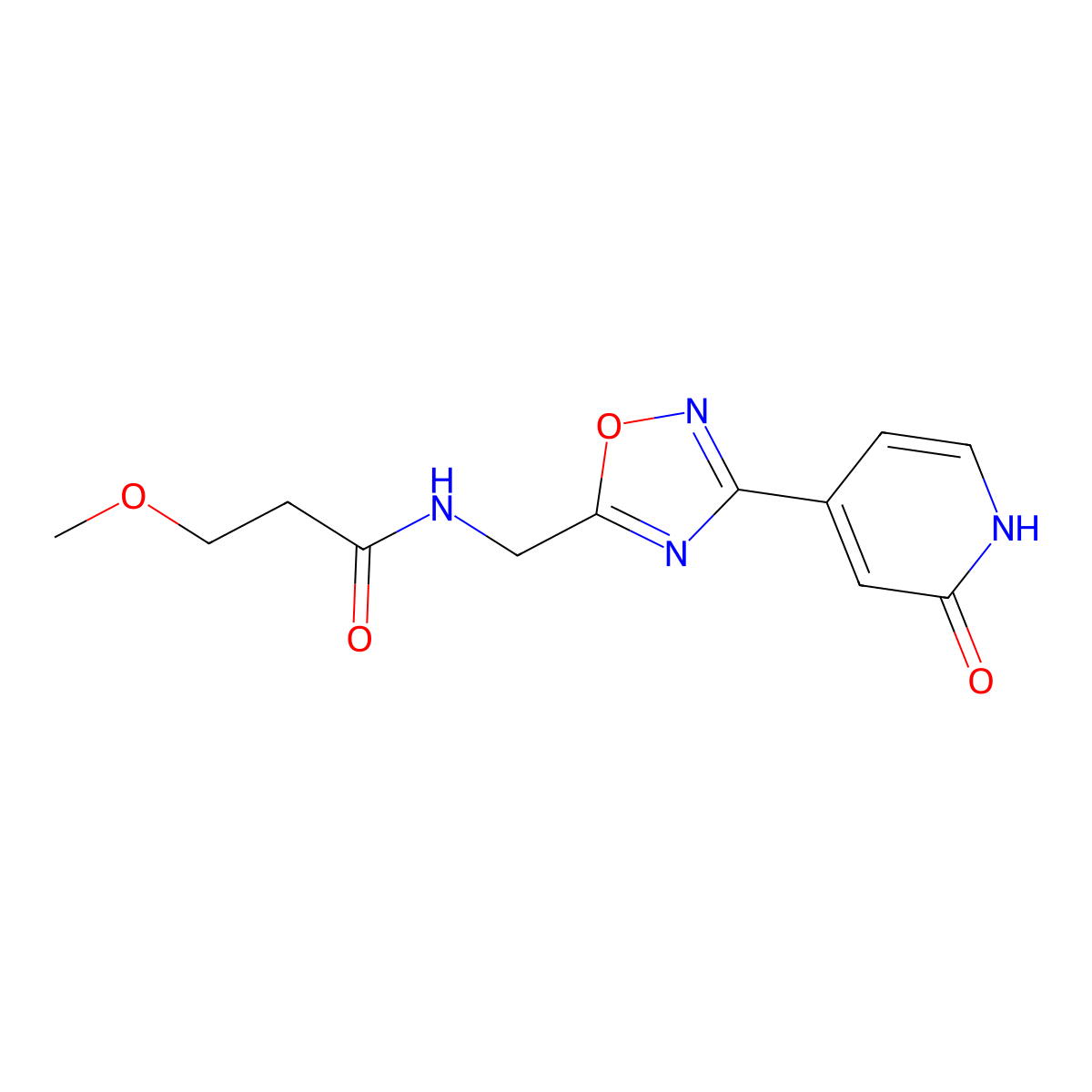 3-methoxy-N-((3-(2-oxo-1,2-dihydropyridin-4-yl)-1,2,4-oxadiazol-5-yl)methyl)propanamide molecular structure, CAS 1903166-67-5