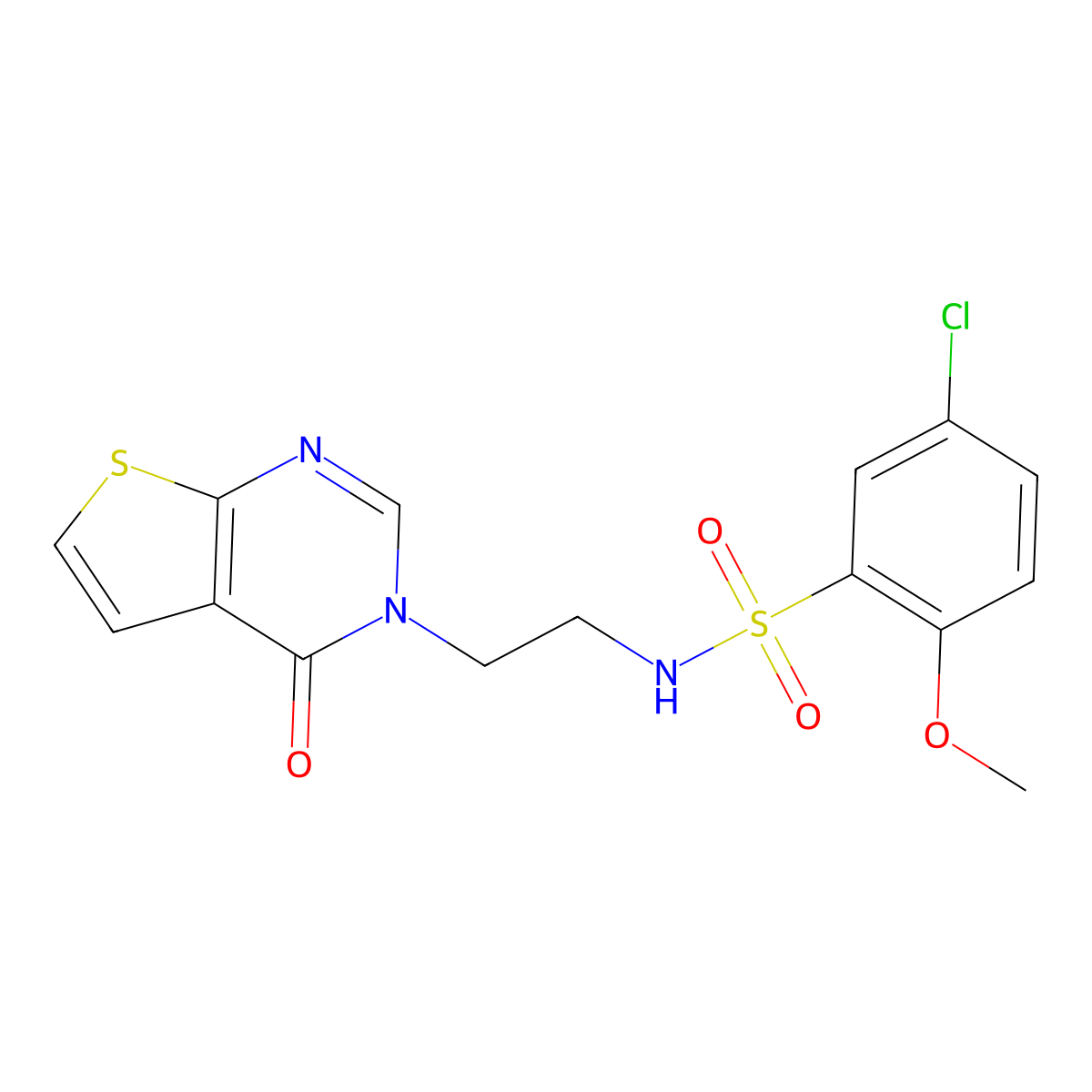 5-chloro-2-methoxy-N-(2-(4-oxothieno[2,3-d]pyrimidin-3(4H)-yl)ethyl)benzenesulfonamide molecular structure, CAS 1903166-70-0
