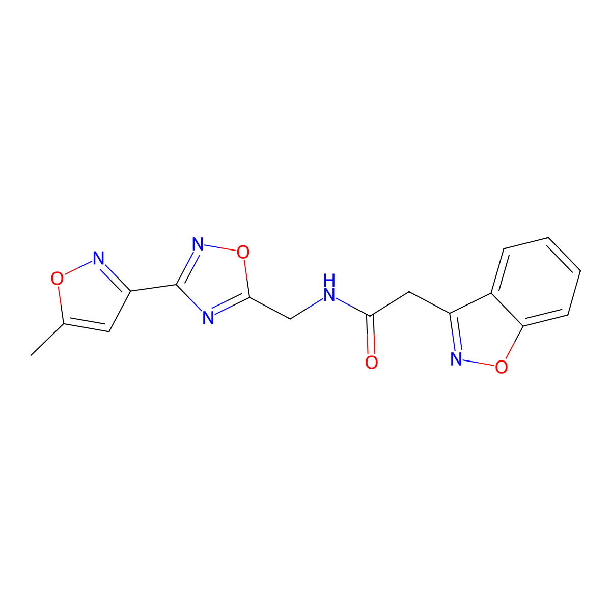 2-(benzo[d]isoxazol-3-yl)-N-((3-(5-methylisoxazol-3-yl)-1,2,4-oxadiazol-5-yl)methyl)acetamide molecular structure, CAS 1903166-84-6