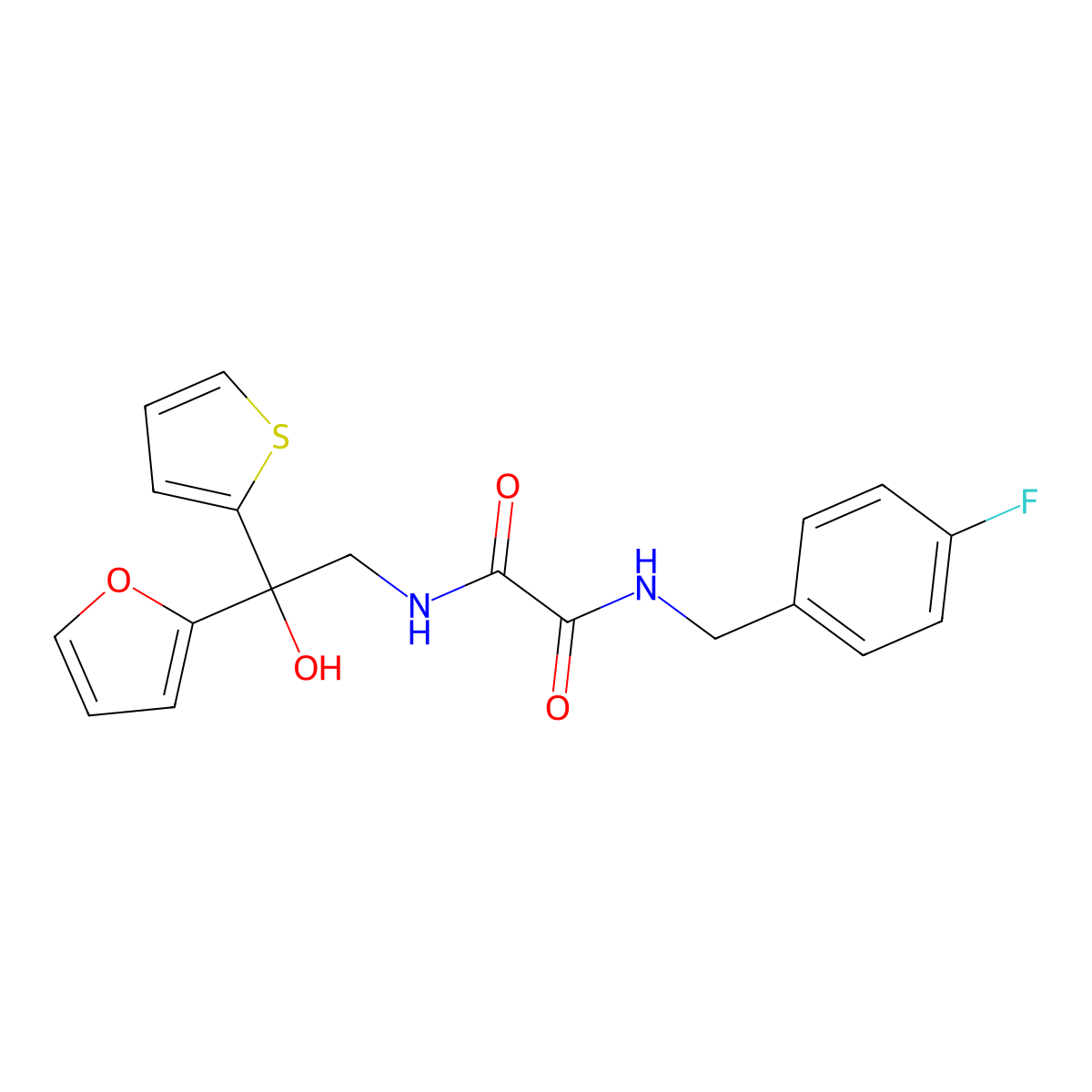N1-(4-fluorobenzyl)-N2-(2-(furan-2-yl)-2-hydroxy-2-(thiophen-2-yl)ethyl)oxalamide molecular structure, CAS 1903167-00-9