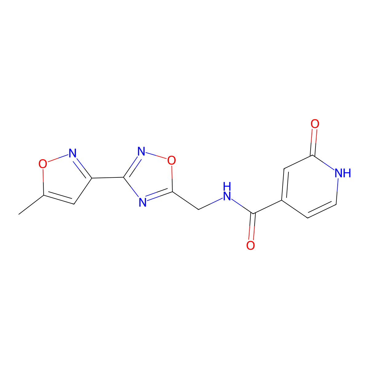 N-((3-(5-methylisoxazol-3-yl)-1,2,4-oxadiazol-5-yl)methyl)-2-oxo-1,2-dihydropyridine-4-carboxamide molecular structure, CAS 1903167-06-5