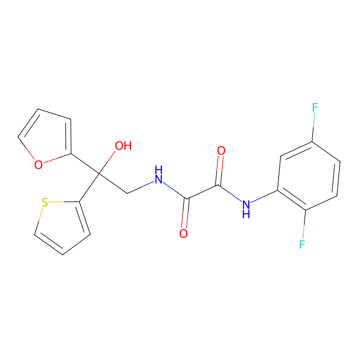 N1-(2,5-difluorophenyl)-N2-(2-(furan-2-yl)-2-hydroxy-2-(thiophen-2-yl)ethyl)oxalamide molecular structure, CAS 1903167-09-8