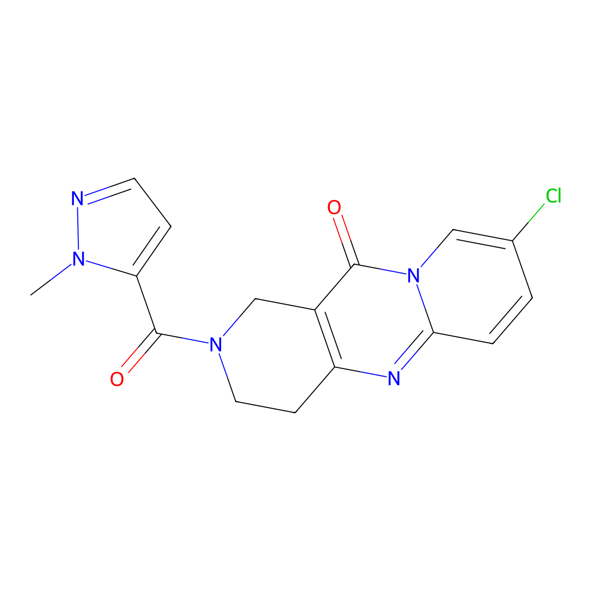 13-chloro-5-(1-methyl-1H-pyrazole-5-carbonyl)-1,5,9-triazatricyclo[8.4.0.0^{3,8}]tetradeca-3(8),9,11,13-tetraen-2-one molecular structure, CAS 1903167-38-3