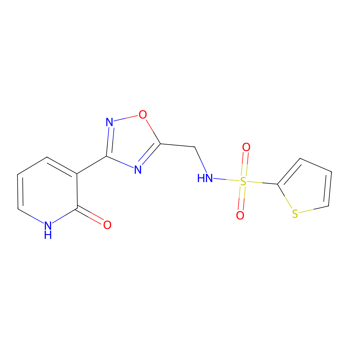 N-((3-(2-oxo-1,2-dihydropyridin-3-yl)-1,2,4-oxadiazol-5-yl)methyl)thiophene-2-sulfonamide molecular structure, CAS 1903167-59-8