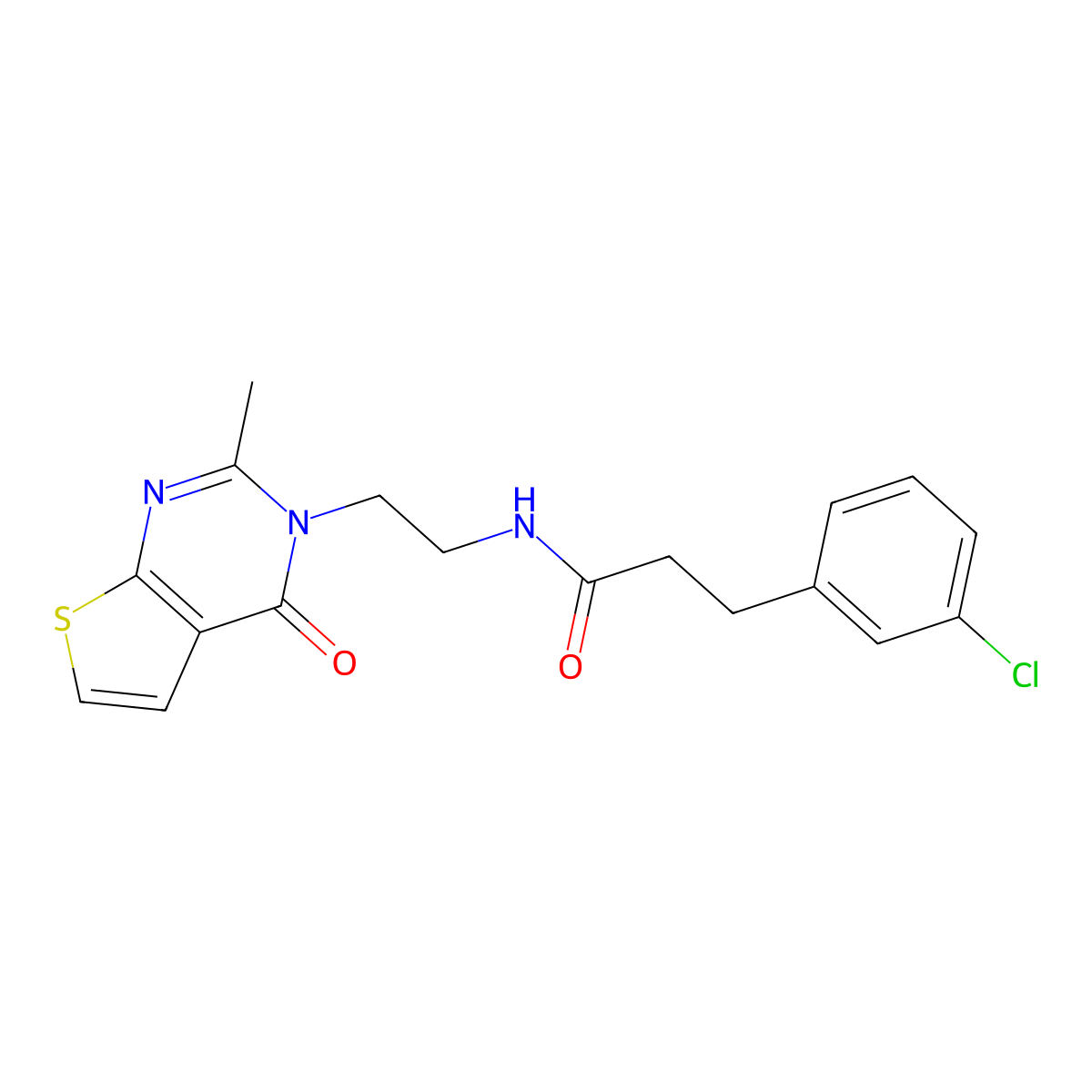 3-(3-chlorophenyl)-N-(2-(2-methyl-4-oxothieno[2,3-d]pyrimidin-3(4H)-yl)ethyl)propanamide molecular structure, CAS 1903167-68-9