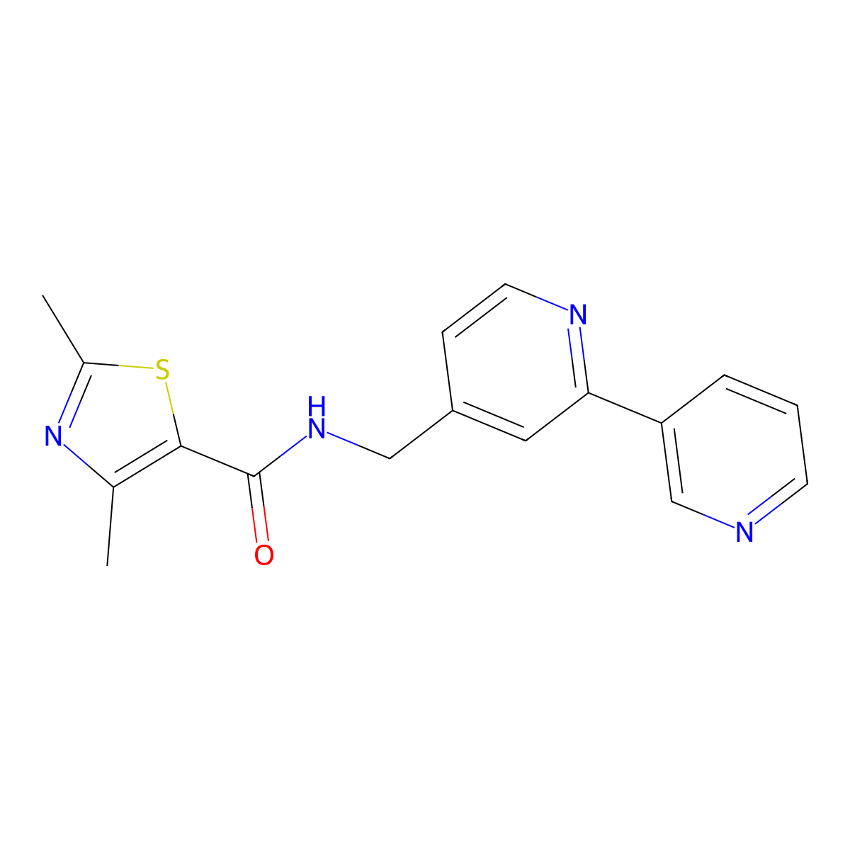 N-({[2,3'-bipyridine]-4-yl}methyl)-2,4-dimethyl-1,3-thiazole-5-carboxamide molecular structure, CAS 1903169-05-0