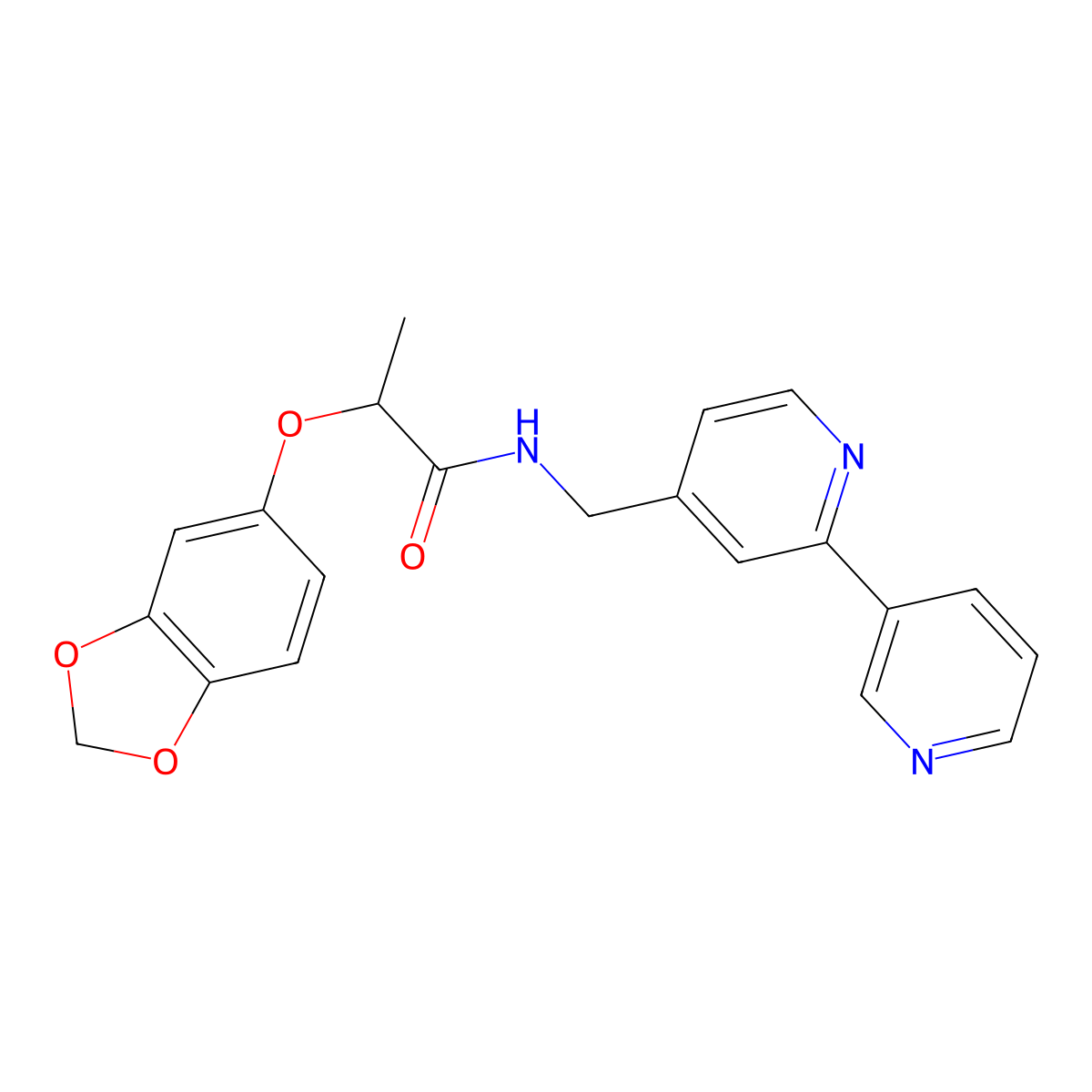 2-(2H-1,3-benzodioxol-5-yloxy)-N-({[2,3'-bipyridine]-4-yl}methyl)propanamide molecular structure, CAS 1903169-37-8