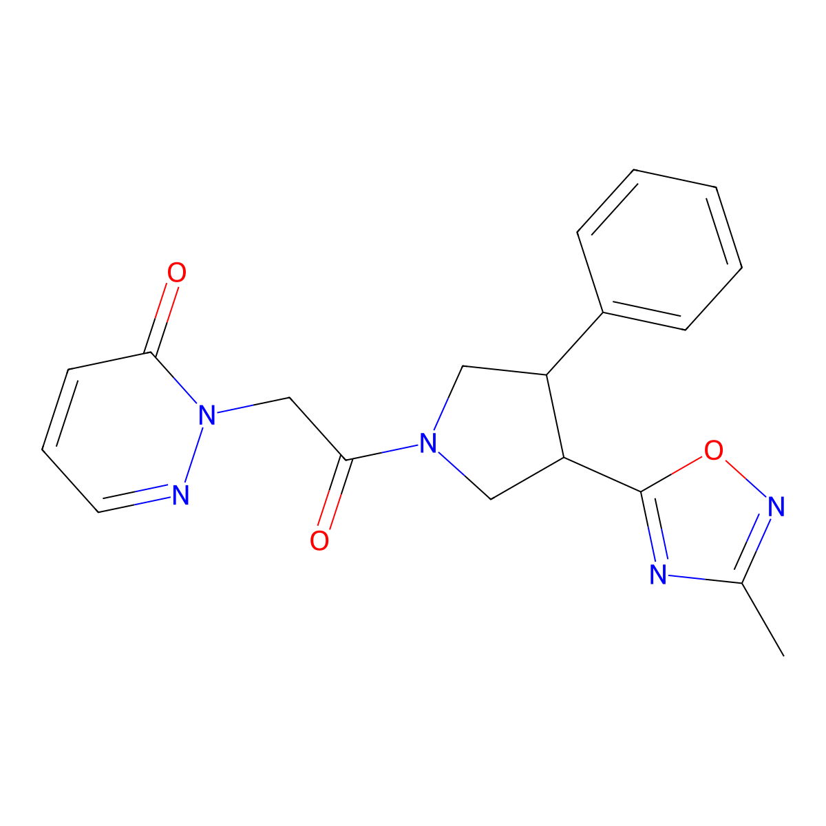 2-(2-(3-(3-methyl-1,2,4-oxadiazol-5-yl)-4-phenylpyrrolidin-1-yl)-2-oxoethyl)pyridazin-3(2H)-one molecular structure, CAS 1903170-25-1