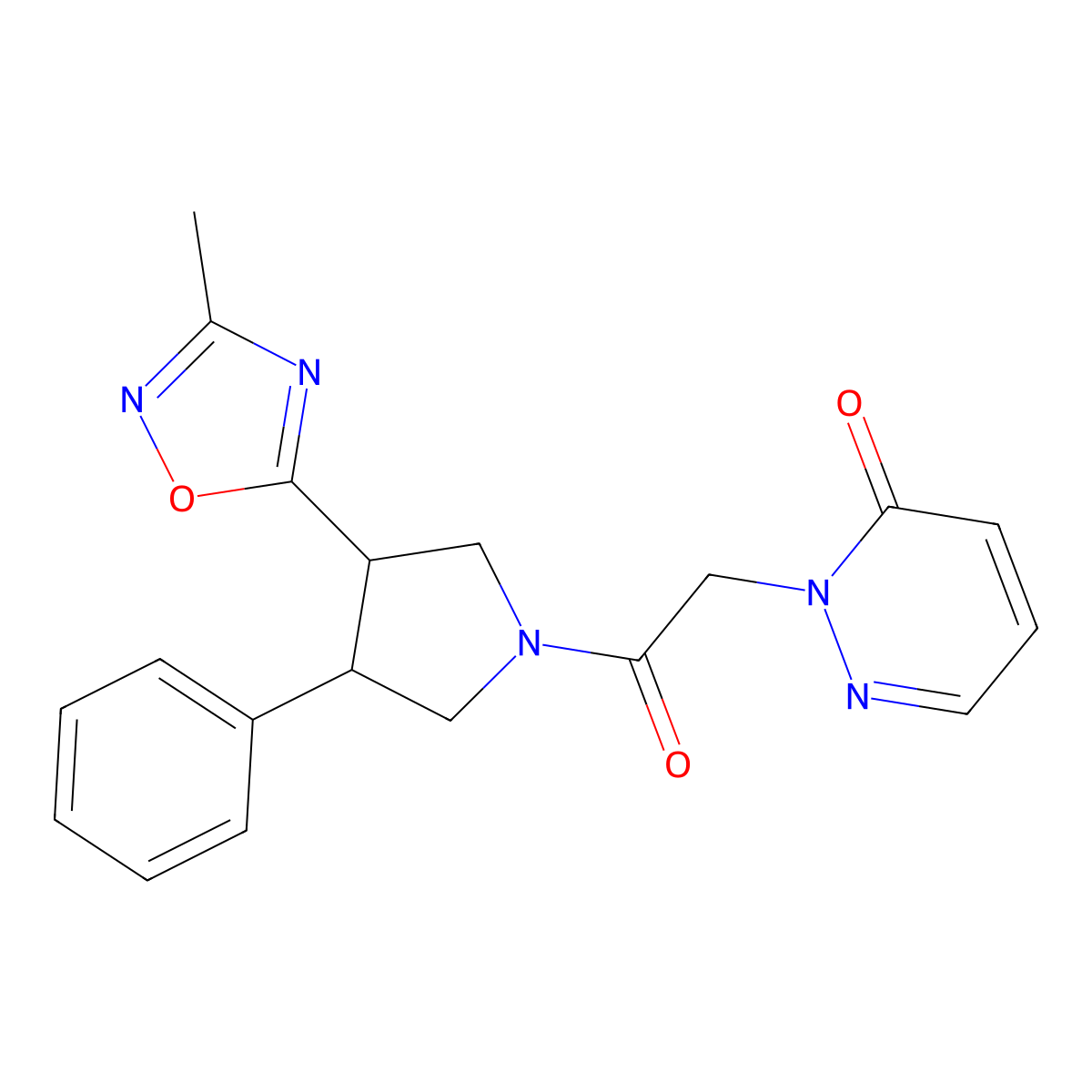 2-(2-(3-(3-methyl-1,2,4-oxadiazol-5-yl)-4-phenylpyrrolidin-1-yl)-2-oxoethyl)pyridazin-3(2H)-one molecular structure, CAS 1903170-25-1