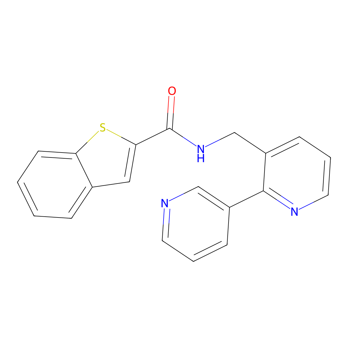 N-({[2,3'-bipyridine]-3-yl}methyl)-1-benzothiophene-2-carboxamide molecular structure, CAS 1903170-43-3