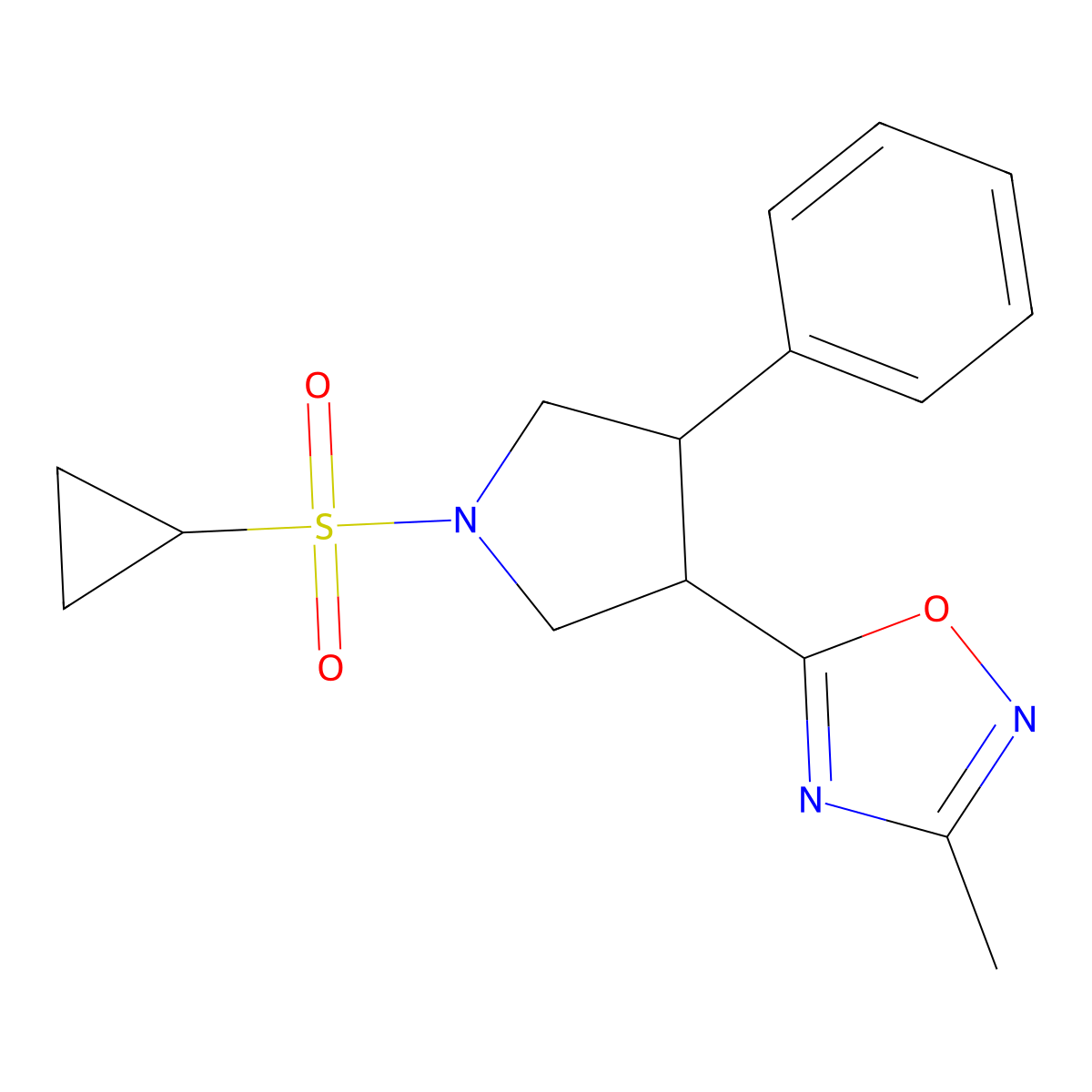 5-(1-(Cyclopropylsulfonyl)-4-phenylpyrrolidin-3-yl)-3-methyl-1,2,4-oxadiazole molecular structure, CAS 1903170-70-6