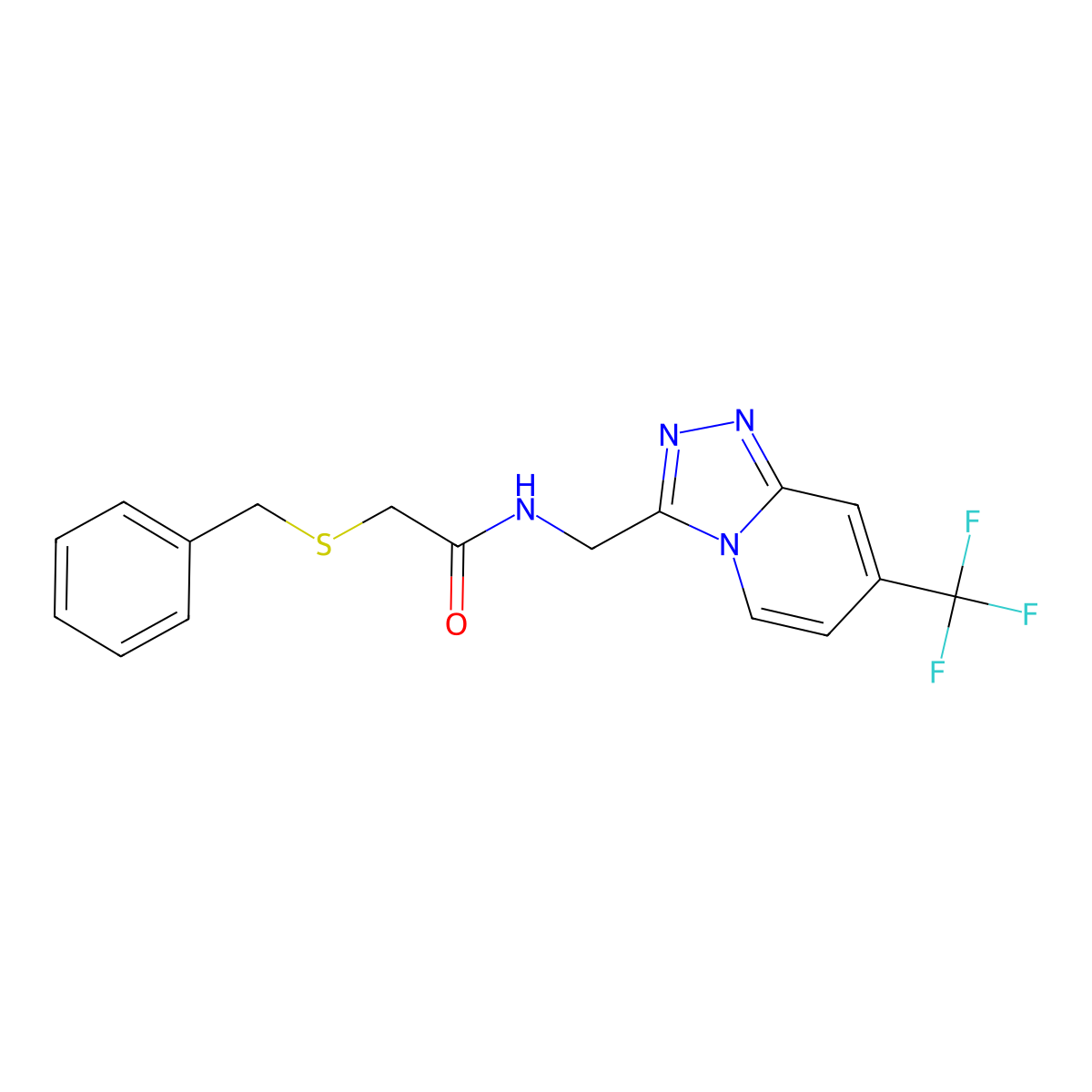 2-(benzylthio)-N-((7-(trifluoromethyl)-[1,2,4]triazolo[4,3-a]pyridin-3-yl)methyl)acetamide molecular structure, CAS 1903170-78-4