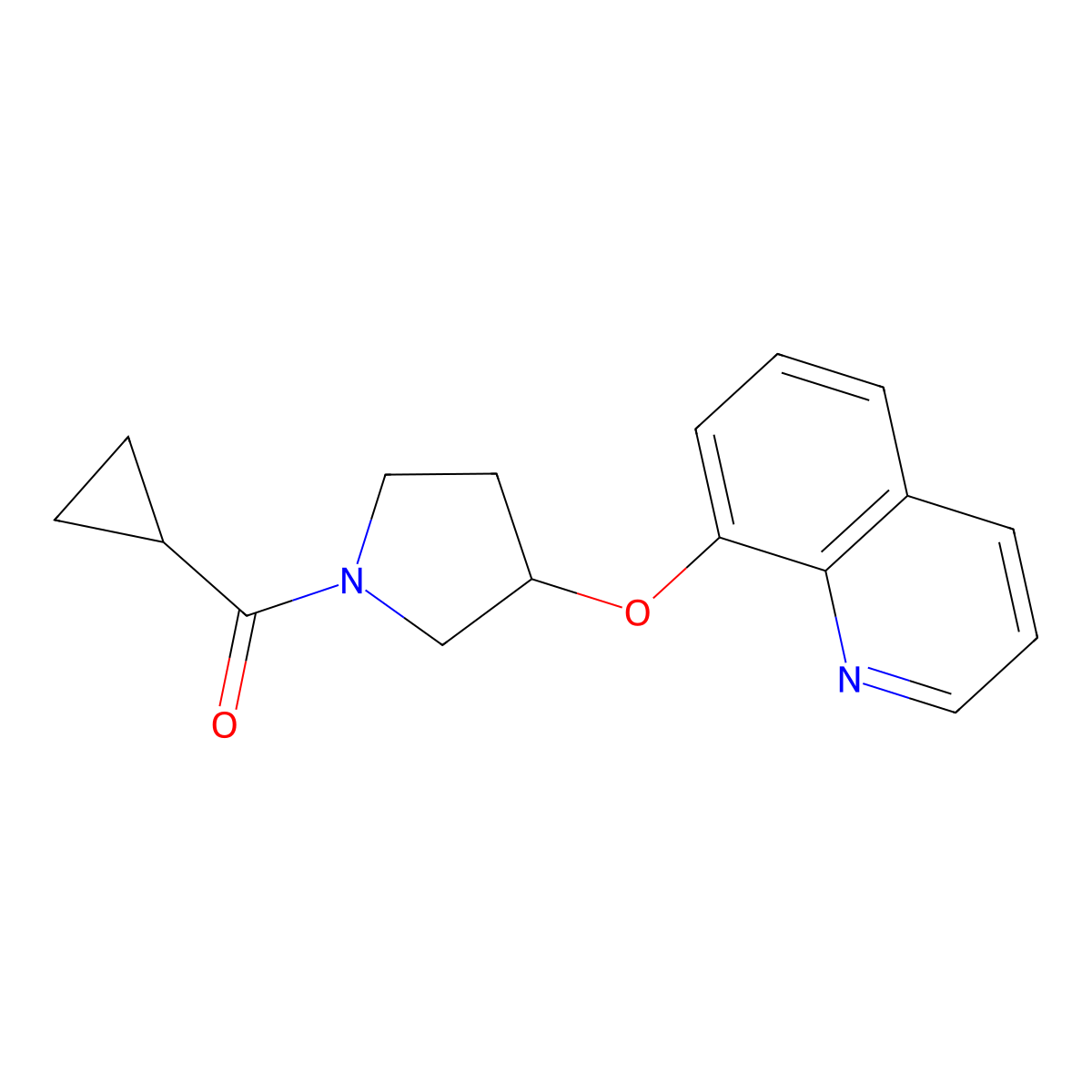 Cyclopropyl(3-(quinolin-8-yloxy)pyrrolidin-1-yl)methanone molecular structure, CAS 1903171-24-3