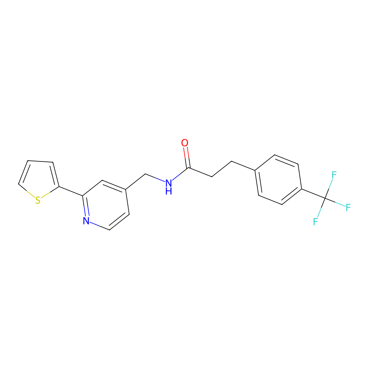 N-{[2-(thiophen-2-yl)pyridin-4-yl]methyl}-3-[4-(trifluoromethyl)phenyl]propanamide molecular structure, CAS 1903171-89-0