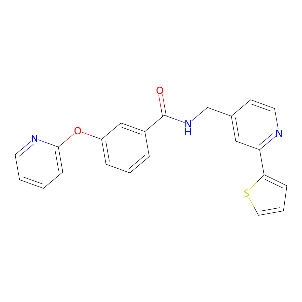 3-(pyridin-2-yloxy)-N-((2-(thiophen-2-yl)pyridin-4-yl)methyl)benzamide molecular structure, CAS 1903172-08-6